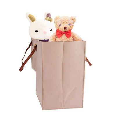 Stair Step Basket with Handle Foldable Storage Bag Beige