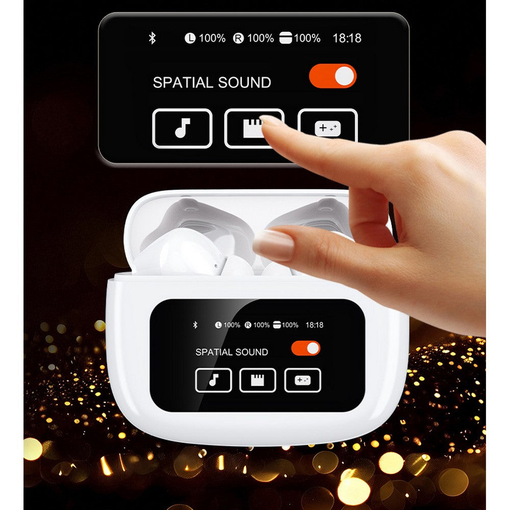 Wireless Earbuds Bluetooth Headphones with ANC Noise Cancelling and LED Display Case-White