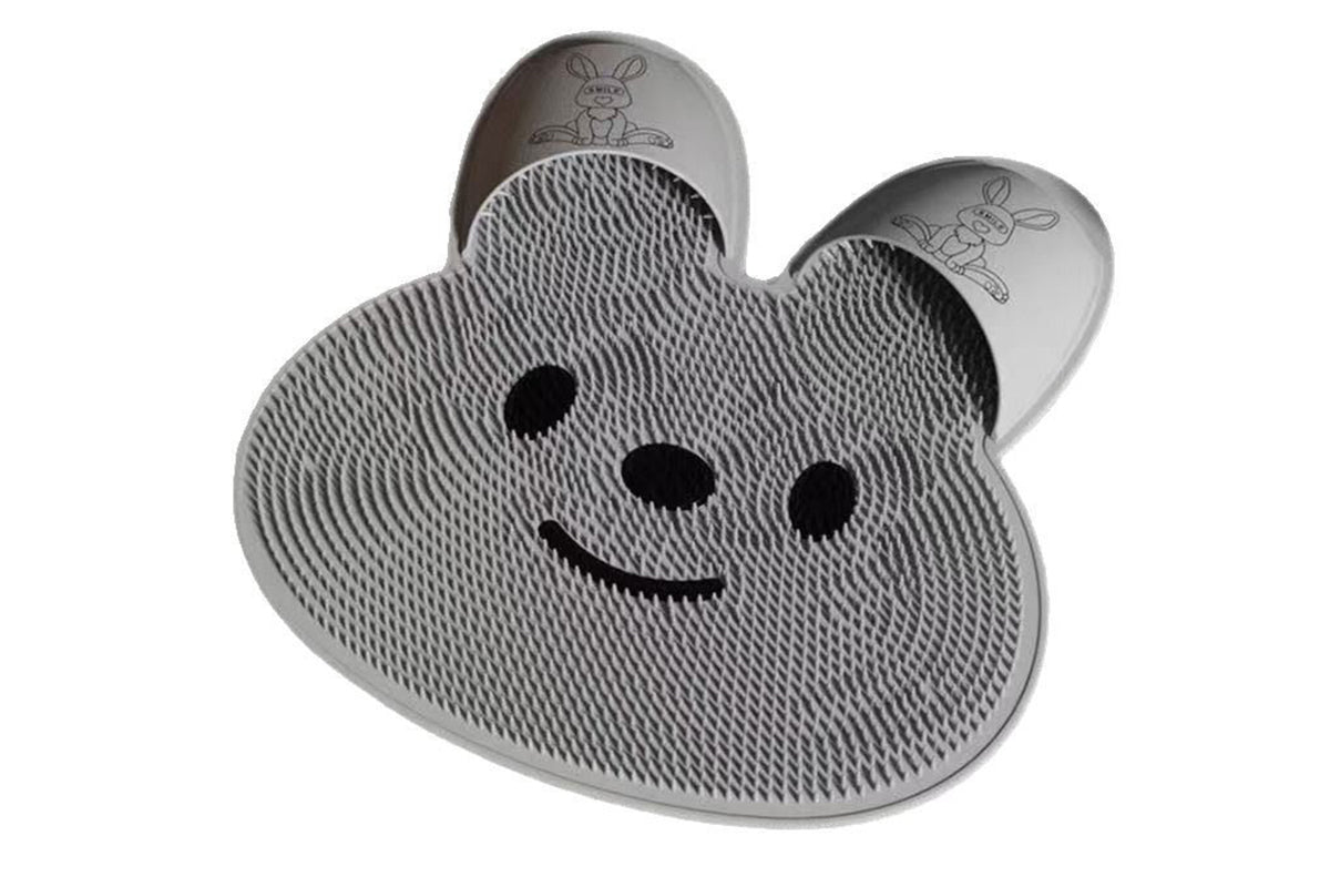 Shower Foot Scrubber Mat Rabbit Shaped Silicone Foot Scrubber Pad -Grey