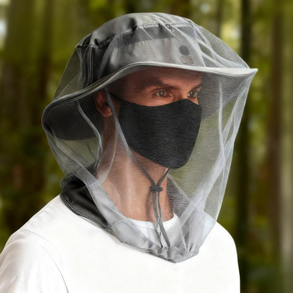 5PCS Mosquito Head Net Bug Hat for Camping Hiking Fishing and Gardening Light Gray