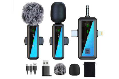 3 in 1 Wireless Lavalier Microphone for iPhone USB-C Microphone for TikTok YouTube Vlog