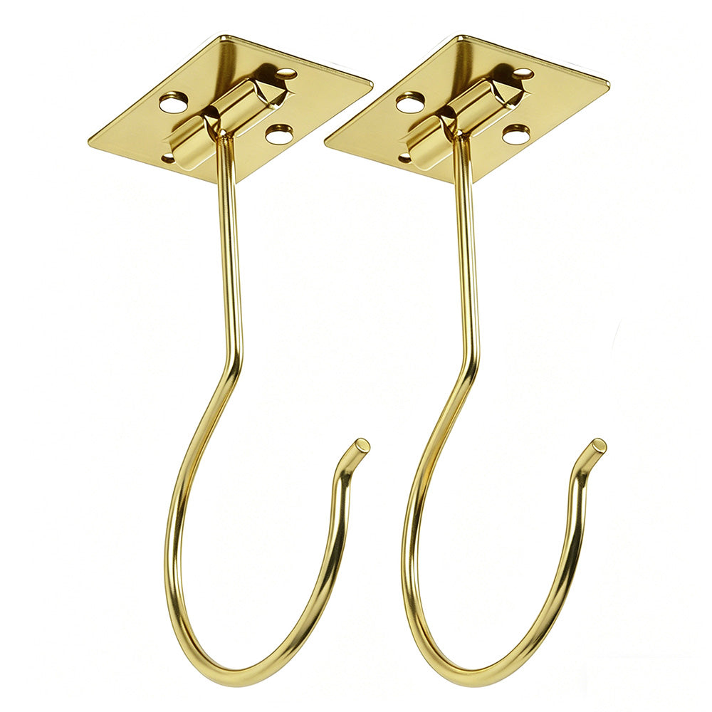Self Adhesive Foldable Banana Hook for Under Cabinet Metal Holder for Kitchen-Gold