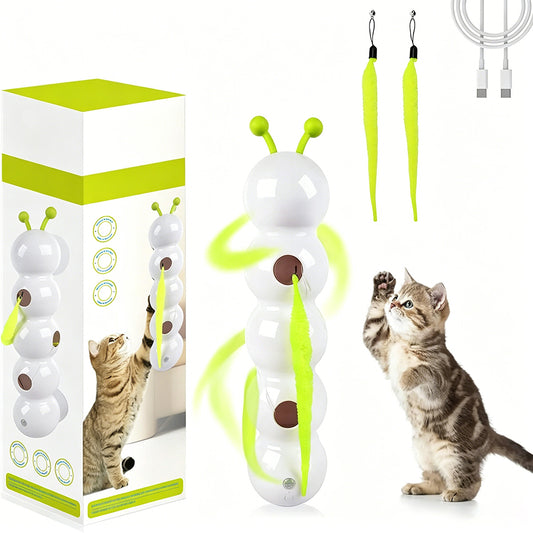 Interactive Electric Cat Toy with Smart Sensor and Suction Cup-Worm