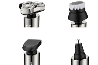 4 in1 Electric Razor Men High-Speed Motor Waterproof Shaver for Face Nose-Silver