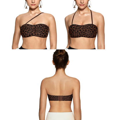Push Up Strapless Bra with Silicone Grips and 2 Strap Pairs - Coffee