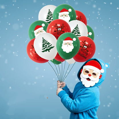 30Pcs Christmas Latex Balloons ¨C Red Nose Reindeer Santa & Tree Party Decorations