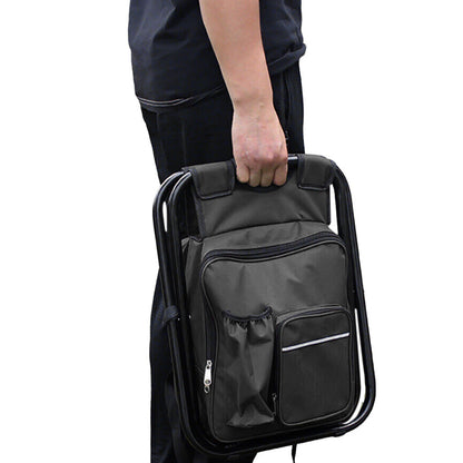 Portable Cooler Folding Stool Fishing Chair Multi-Function Outdoor Seat Black