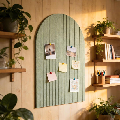 Large Arched Felt Bulletin Board with 30 Push Pins - Green