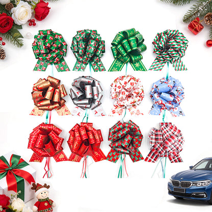 12Pcs Assorted Christmas Festive Ribbon Bows for Gift Wrapping Hamper Decoration