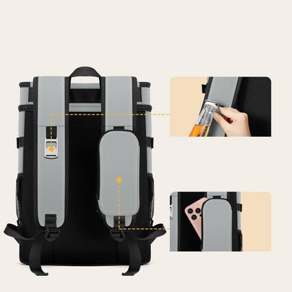 Insulated Backpack Cooler Leak Proof 2 Compartment Lunch Bag for Hiking Camping-Grey