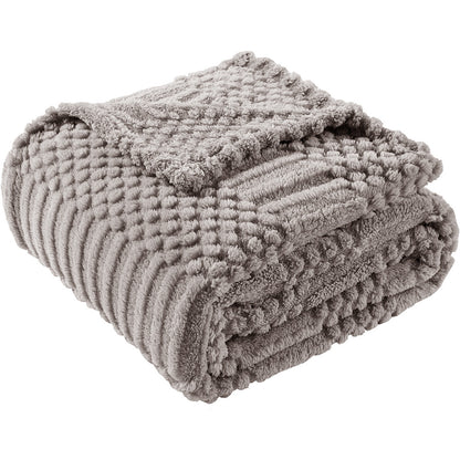 Soft Fluffy Fleece Throw Blanket for Sofa Couch Bed Living Room All Season Cozy-Grey