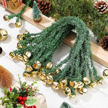 25 Christmas Wreath Twist Ties with Bells for Garland and Railings - Gold