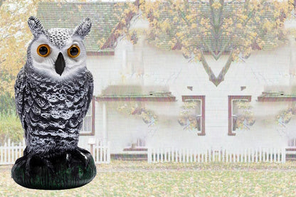 Large Fake Owl Decoy to Scare Birds Away Garden Bird Deterrents for Outside -White