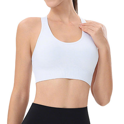 Women Adjustable Sports Bra Wide Strap Design for Running and Gym Fitness-White