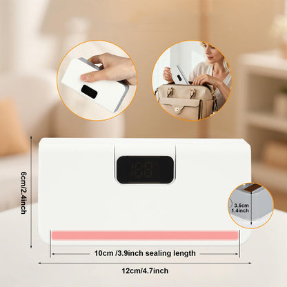 6 Level Bag Sealer with Cutter and LED Display Heat Sealer - White