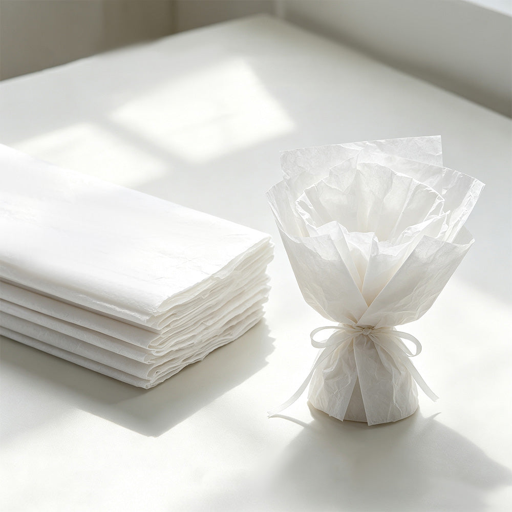 10 Crepe Paper Sheets for Gift Wrapping and Flower Crafts - White