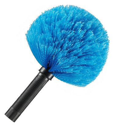 High Reach Blue Cobweb Duster with Extension Pole Spider Web Cleaning Brush for Outdoor Use Style 1