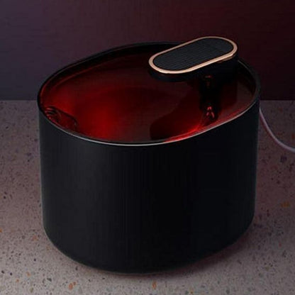 Pet Smart Water Fountain Automatic Shut Off with Red Light Indicator-Black