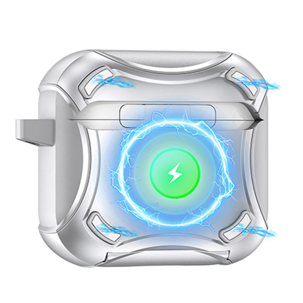 Protective Case For AirPods With Stand Support MagSafe Wireless Charging-Silver