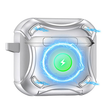 Protective Case For AirPods With Stand Support MagSafe Wireless Charging-Silver