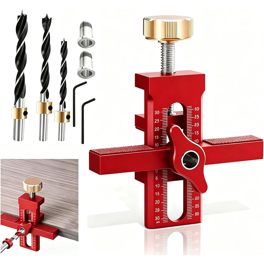 Cabinet Door Mounting Alignment Tool with Measurement Scale - Red