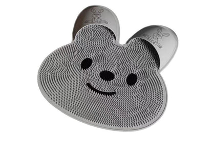 Shower Foot Scrubber Mat Rabbit Shaped Silicone Foot Scrubber Pad -Grey and White