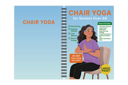 Chair Yoga Notebook for Seniors Wellness Exercises - Blue
