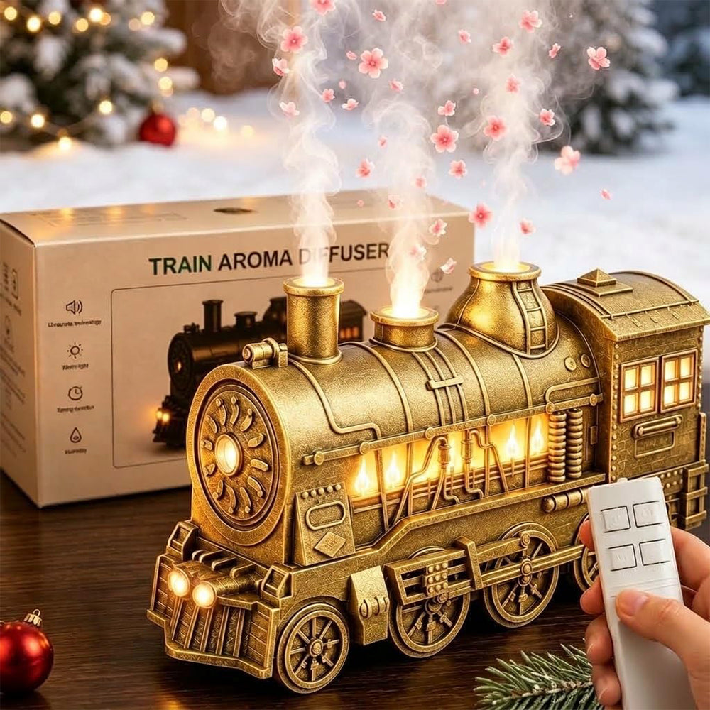Ultrasonic Train Aromatherapy Diffuser 300ml Desktop Humidifier - Gold