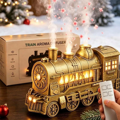 Ultrasonic Train Aromatherapy Diffuser 300ml Desktop Humidifier - Gold