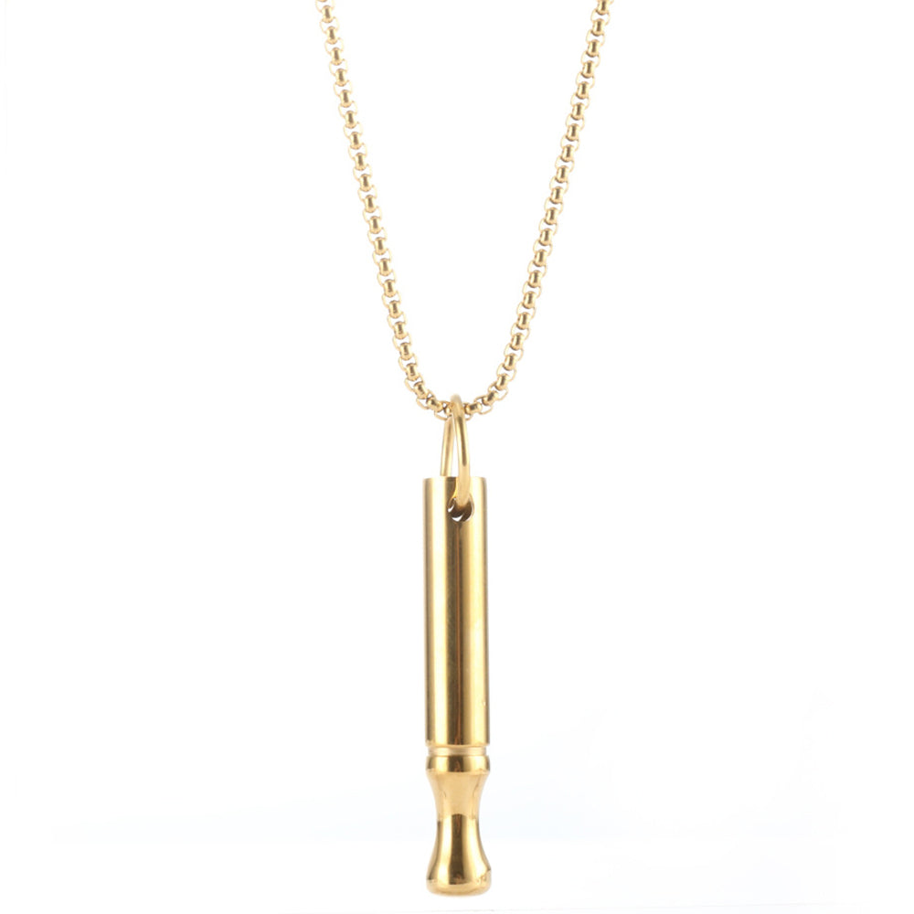 2Pcs Mindfulness Breathing Necklace Stainless Steel Breathe Pendant Meditation Tool Golden