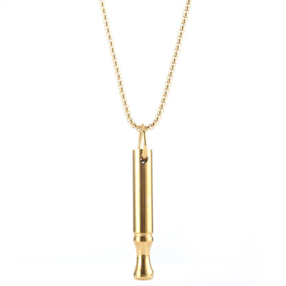 2Pcs Mindfulness Breathing Necklace Stainless Steel Breathe Pendant Meditation Tool Golden