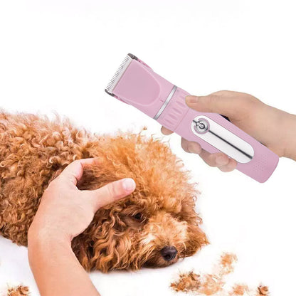 Electric Dog Cat Grooming Kit Cordless Pet Hair Shaver Scissors Clippers Trimmer Pink