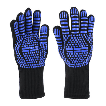 Heat Resistant Oven Gloves Slip Resistant BBQ Gloves - Blue