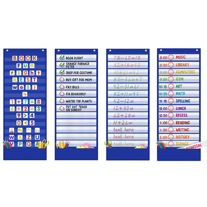 Wall Time Management Card Organizer with 14 Dry Erase Cards - Blue