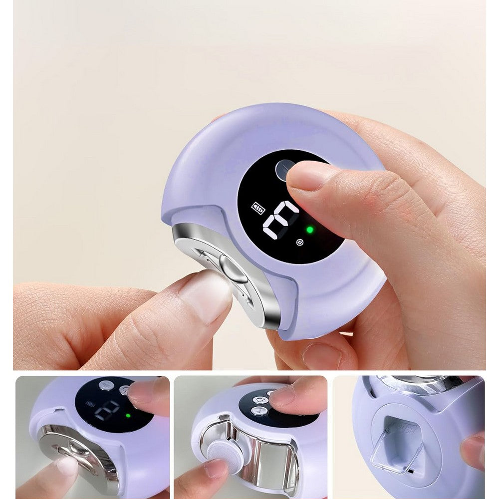 3-in-1 Electric Nail Clippers 3-Speeds Nail Trimmer with LED Light for Senior-Purple
