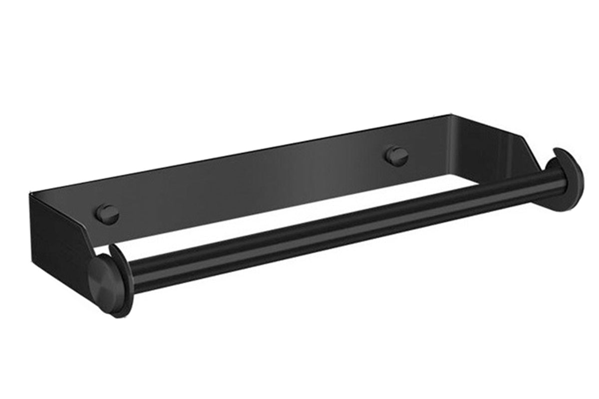 Paper Towel Holder Under Cabinet Wall Mount Stainless Steel Rack Towel Organizer-Black