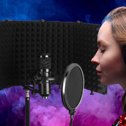 5-Panel Microphone Isolation Shield Studio Mic Sound Absorbing Foam