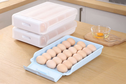 Automatic Scrolling Egg Storage Box Removable Egg Dispenser-Blue