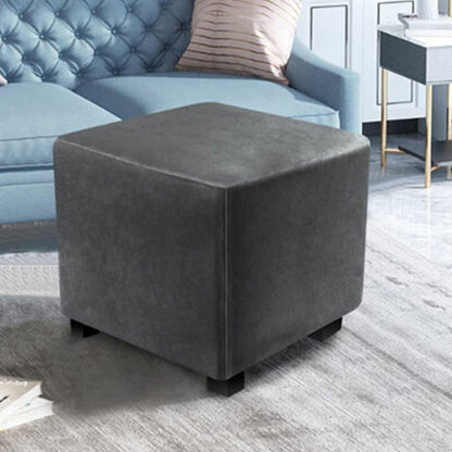 High Stretch Silver Fox Velvet Square Footstool Cover Machine Washable - Dark Grey