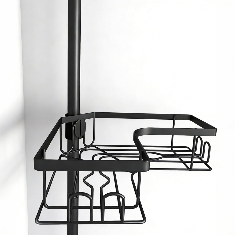 No-Drill Floor-to-Ceiling Corner Shower Caddy Adjustable Bathroom Storage Rack