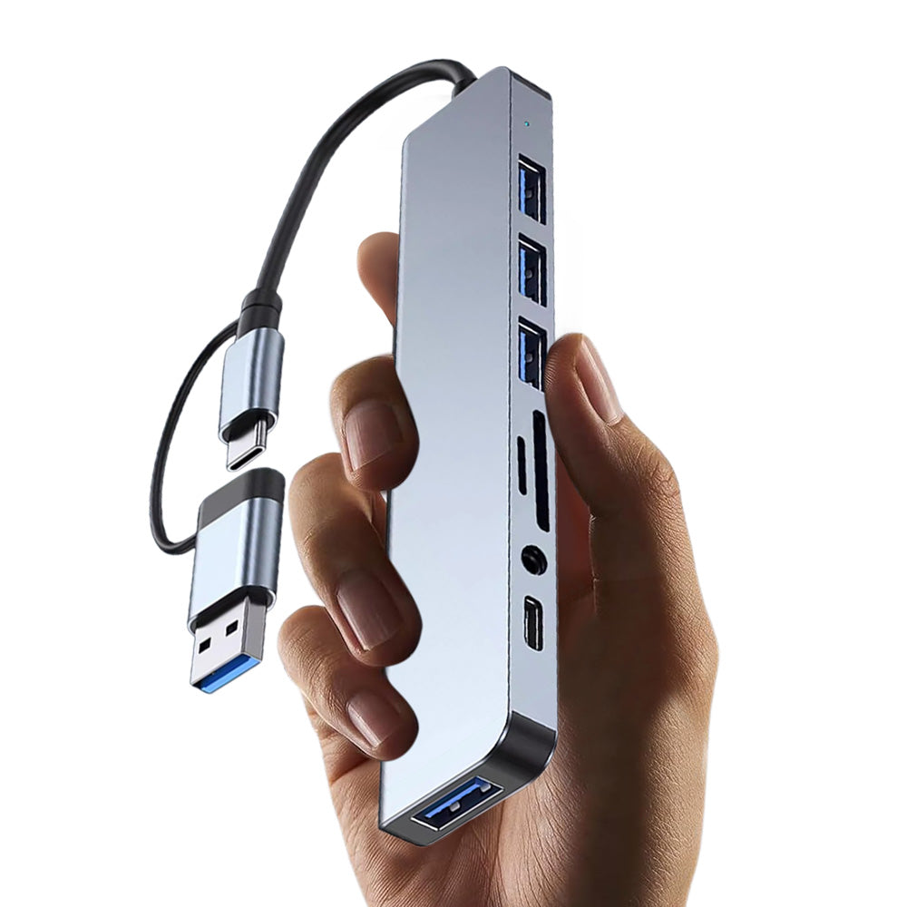 8-in-1USB-C HUB Multiport Adapter SD/TF Card Reader for Laptop Desktop