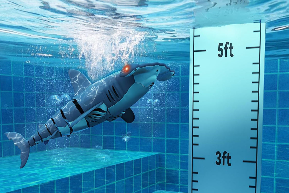 2.4Ghz Remote Control Shark Toy for Boys Electric RC Sharks Fish Toys with Light -Grey