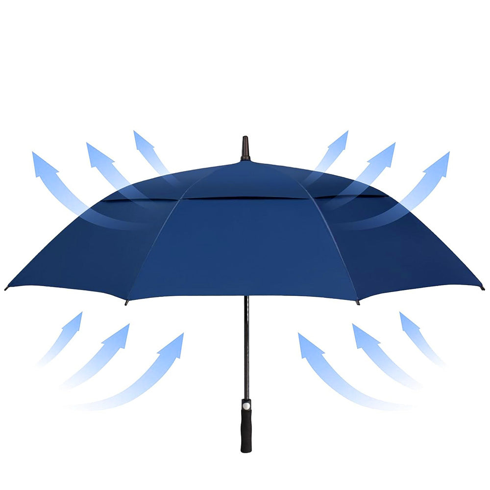 Auto Open Double-Layer Golf Umbrella Windproof 30-Inch - Dark Blue