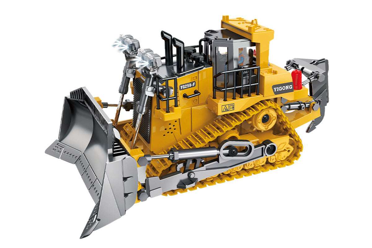 9 Channel 2.4GHz RC Bulldozer Toy Track Type Tractor Toys With Lights And Sound Construction Play Toys