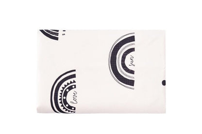 Washable Portable Baby Splat Mat For Under High Chair Arts Anti-Slip Floor Protector-Black And White Rainbow