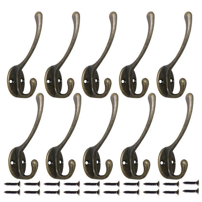 10Pcs Coat Hooks Wall Hooks Mounted Farmhouse Coat Hangers for Bags Caps Keys-Bronze
