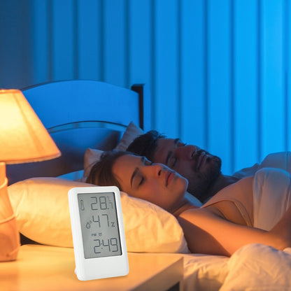 Multi-functional Digital Humidity Indoor Hygrometer Thermometer Temperature Meter Alarm Clock White