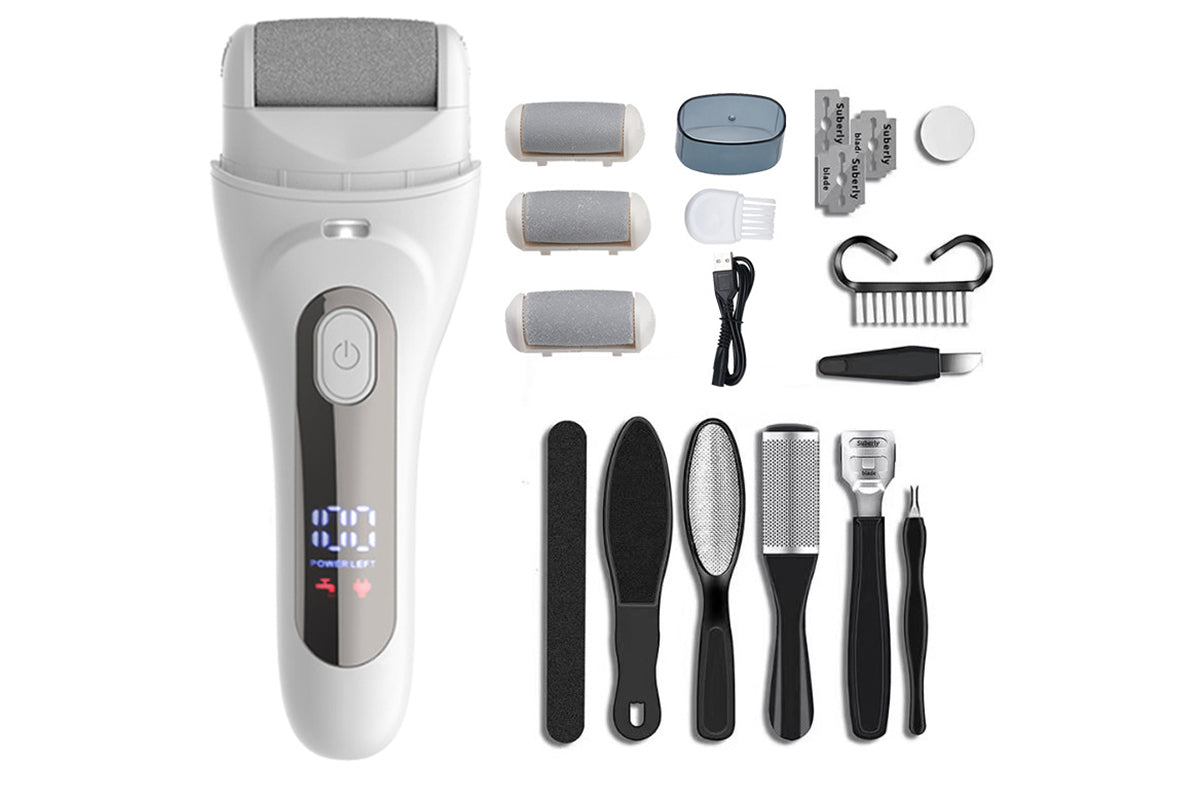 Electric Foot Callus Remover with LED Light Pedicure Tools for Dead Hard Cracked -White