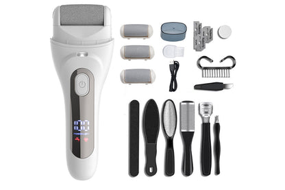 Electric Foot Callus Remover with LED Light Pedicure Tools for Dead Hard Cracked -White