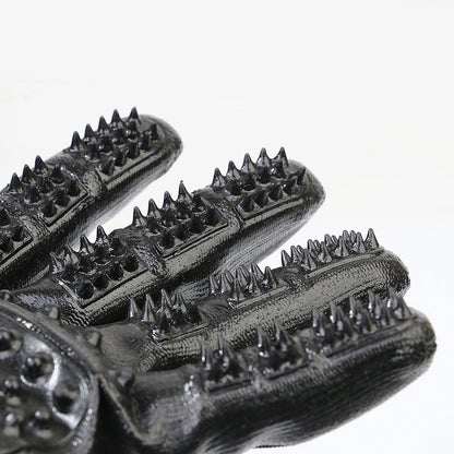 Pair of Pet Grooming Gloves Hair Remover Massaging Cleaner Gloves